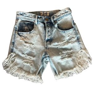 We The Free FREE PEOPLE High Waisted Distressed Fringe Button Fly Jean Short